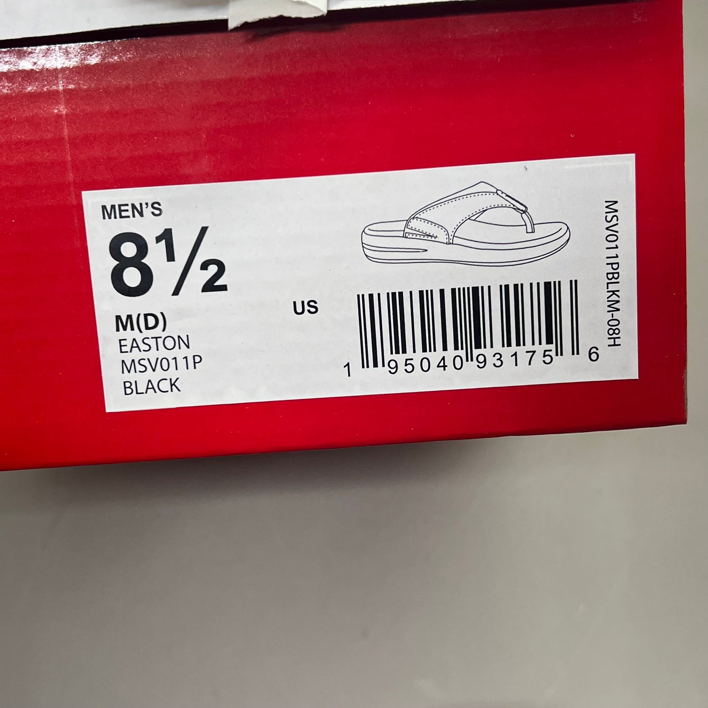 PROPET Easton Cushion Flip Flop Sandal Leather Men's Sz 8.5 M(D) Black MSV011P