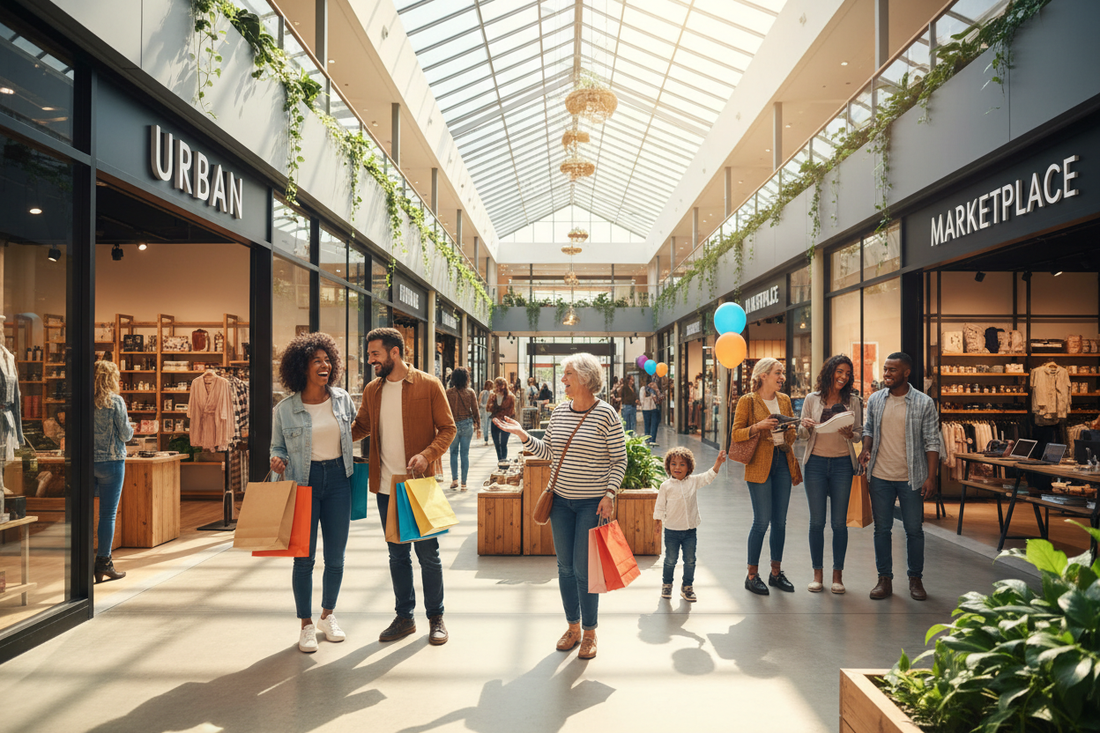 Happy people shopping